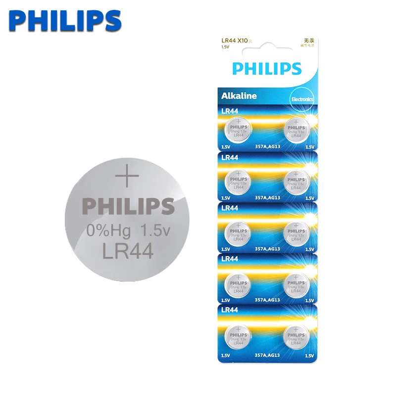 Батарейки philips AG13 LR44 LR1154 SR44 A76 357A 303 357 кнопочные 1 55 в 10 шт.|Часовые батарейки| |