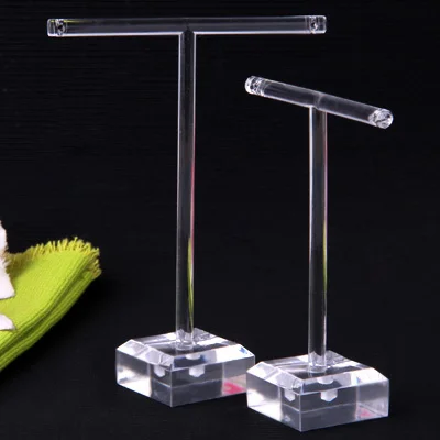 

New New 2pcs/set Clear Plastic Earrings Jewelry Display T-Bar Stand Holder 4.5+3.7", Jewelry Showcase Earring Display Stand