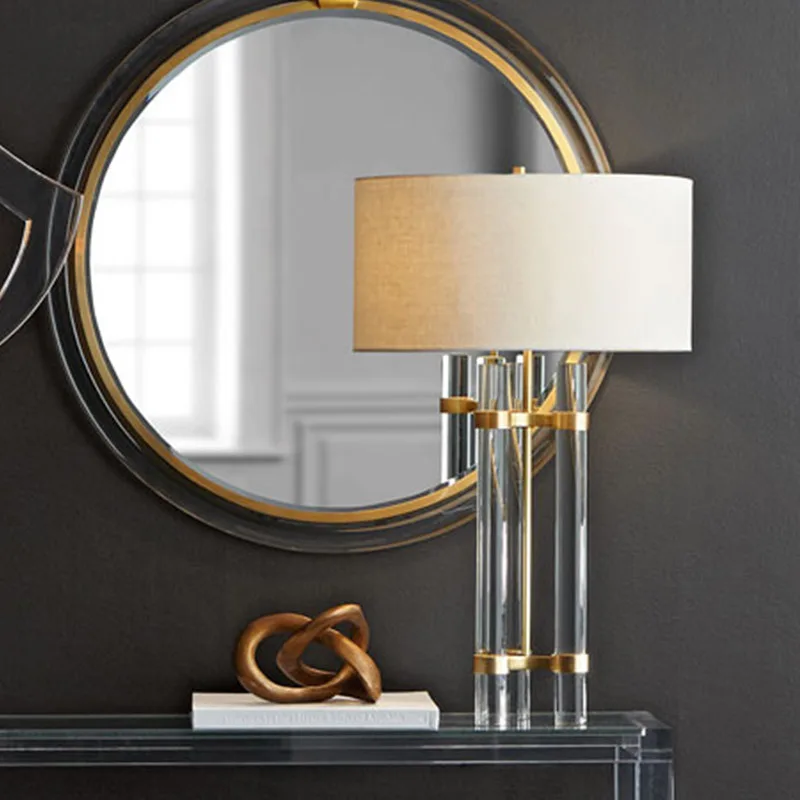 الحديثة الحد الأدنى مصابيح طاولة الراقية الإبداعية مصابيح طاولة النسيج عاكس الضوء الزجاج النحاس مصباح الجسم مصابيح طاولة للناس غرفة