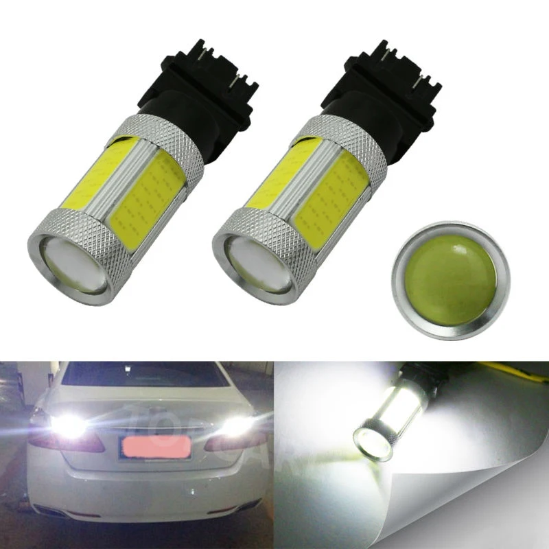 

2pcs T25 3157 LED COB LED 3057 3047 Projector Bulbs White Car Auto Reverse Backup Turn Signal Lights Lamps Super Bright DC 12V