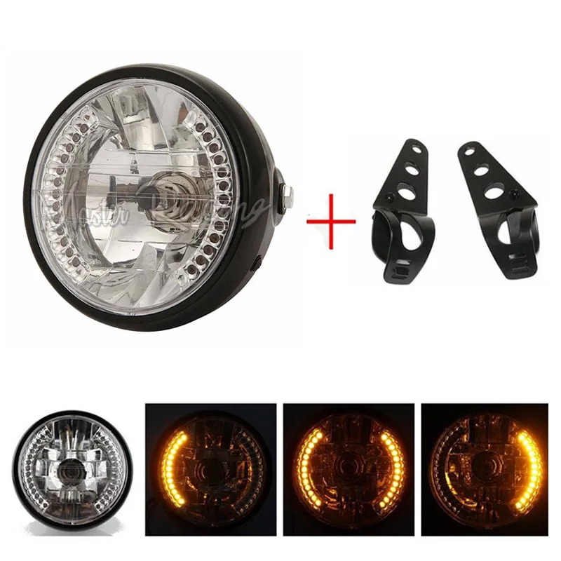 

7" H4 35W 12V Motorcycle Headlight Turn Signal Indicators LED Moto High/Low Beam Headlamp For Cafe Racer Harley Curisers Chopper