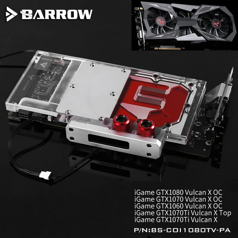 BARROW Full Cover Graphics Card Block use for COLORFUL IGame GTX1060/1070/1080 Vulcan X OC/ GTX1070TI Vulcan X TOP Radiator RGB BARROW Full Cover Graphics Card Block use for COLORFUL IGame GTX1060/1070/1080 Vulcan X OC/ GTX1070TI Vulcan X TOP Radiator RGB