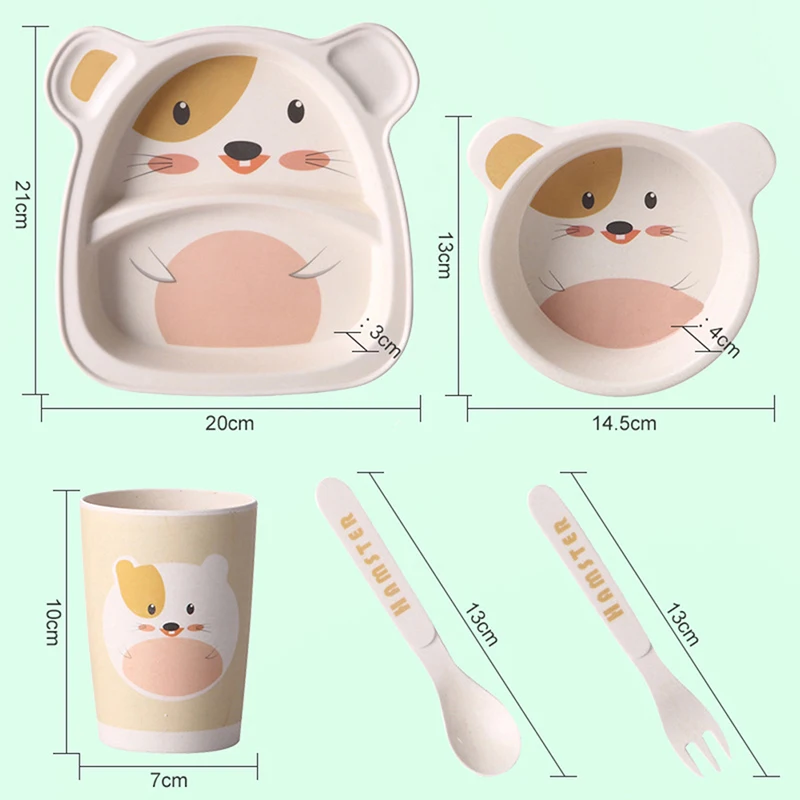 5pcs/set Baby Cartoon Tableware Set Bamboo Fiber Material Children Dinner Plate+ Bowl +Cup+ Spoon +Fork Kids Tableware Set 5pcs/set Baby Cartoon Tableware Set Bamboo Fiber Material Children Dinner Plate+ Bowl +Cup+ Spoon +Fork Kids Tableware Set