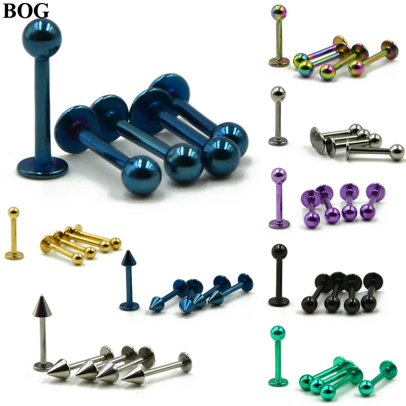 

10PCS Surgical Steel Cartilage Piercing Ear Stud Tragus Helix Bar Top Upper Labret Lip Ring Body Jewelry