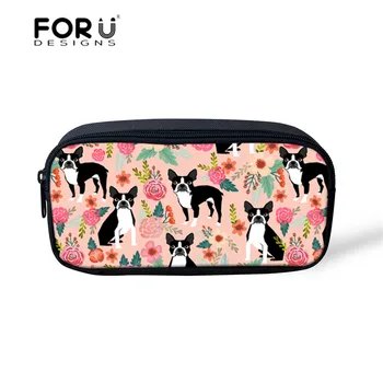 

FORUDESIGNS Cosmetic Bag for Cosmetics Pencil Case Pen Children Boston Terrier Print Portable Makeup Bag Organizer for Students