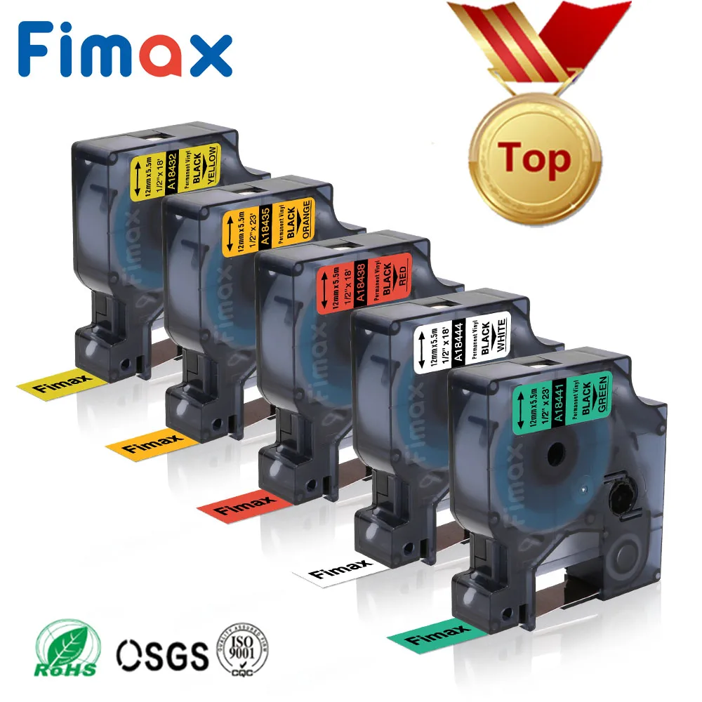 

Fimax 5 Pcs Industrial Dymo Rhino Permanent Vinyl Labels Tape 18432 18435 18438 18444 18441 Compatible Dymo Rhino 4200,5000,5200