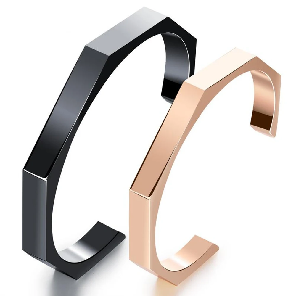 Lefeng Stainless Steel Black / Rose Gold Couple Cuff Bangle for Valentines' Love Promise | Украшения и аксессуары