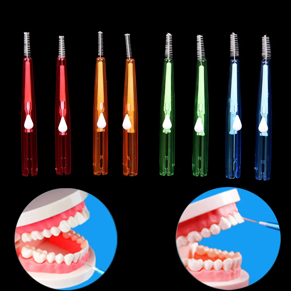 10pcs/lot Adults Orthodontic Care Push pull Interdental Brush Massage