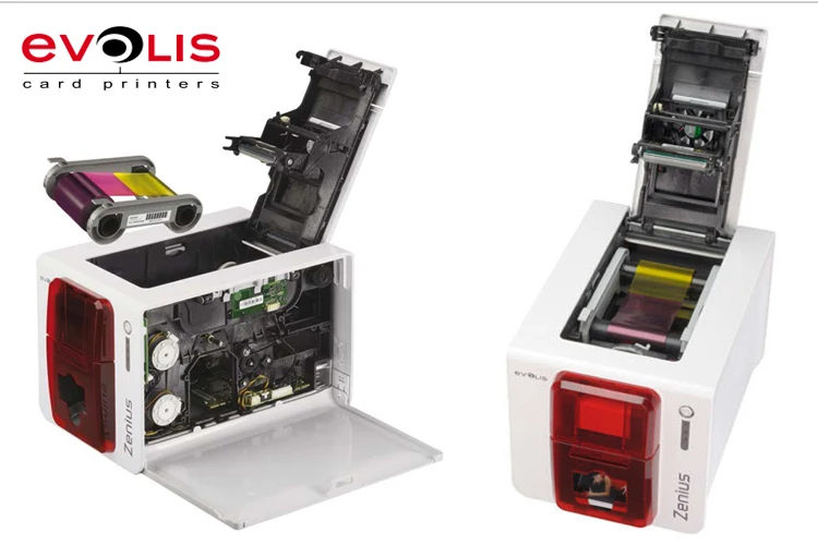 Evolis zenius PVC id card printer single side come with a color ribbon R5F008S141 YMCKO bluetooth small printer