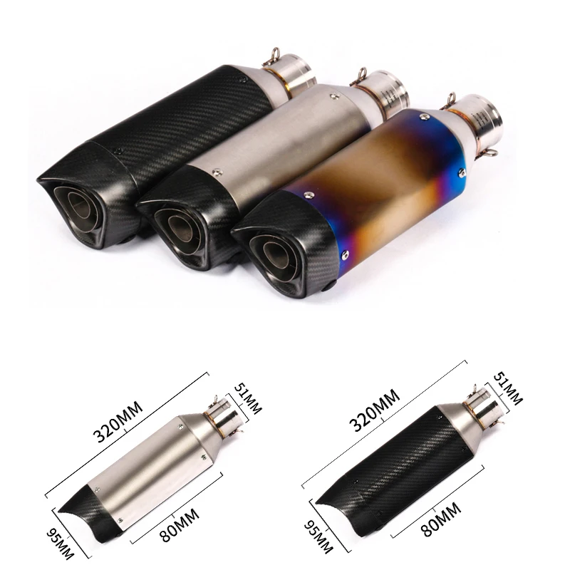

Moto-Modified 320mm Real Carbon Fiber Or Stainless steel Motorcycle Silencer System for 38-51mm Tail Exhaust Muffler Pipe