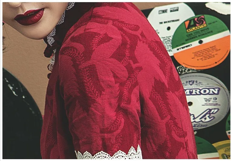 Sheng Coco Lace-lined Cotton Fashion Cheongsam Dresses Summer Shanghai Retro Dark Red New Novelty Qipao Chinese Dresses Vestido