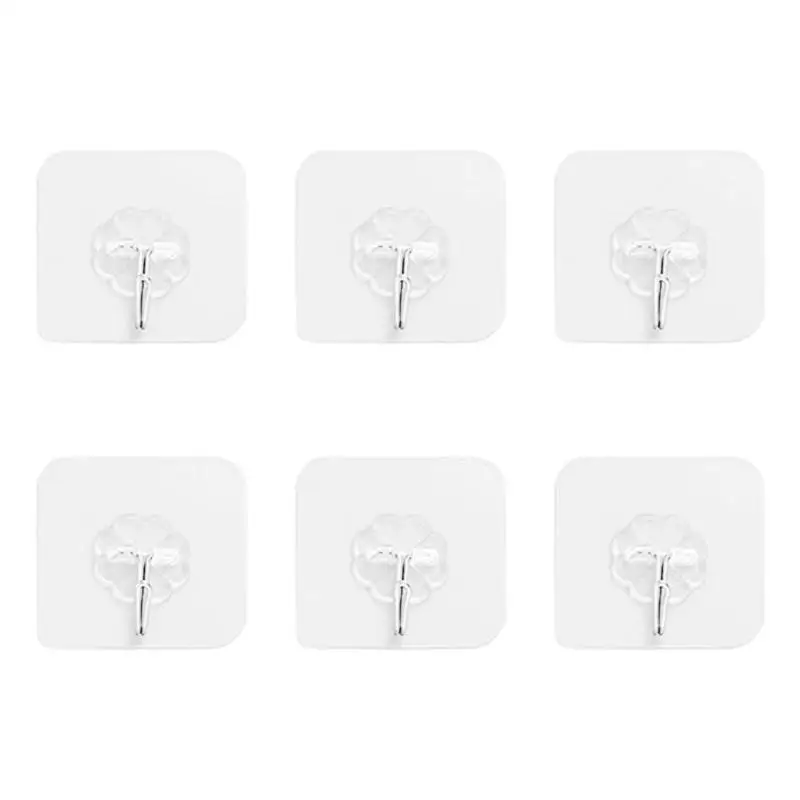 

6pcs/Set transparent Strong Sucker cup Door Wall Hangers kitchen Hooks Wall Hanger metal storage device Accessories