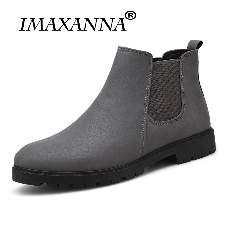 

IMAXANNA Men rubber rain boots fashion black chelsea boots casual lovers botas slip-on waterproof ankle boots moccasins