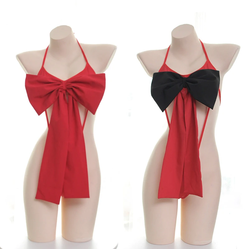 

Big Bowknot Christmas Teddies Bodysuit Underwear Sexy Lingerie Sleepwear One-piece Bondage Body Suit Cute Bikini Costumes