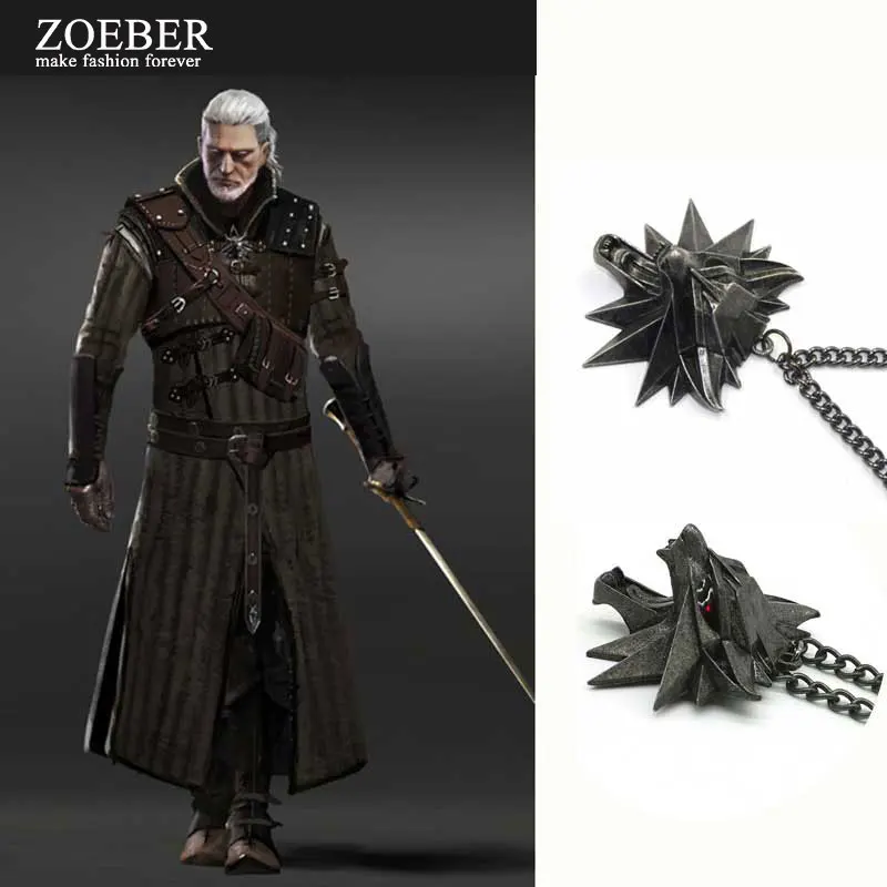 Pendant Wizard Witcher 3 Medallion Pendant Necklace Wolf Head Necklace U Pick Color Halloween Necklace & Pendants