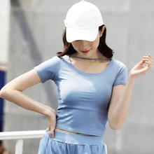 Женская рубашка для йоги Топ Одежда для спортзала Быстросохнущий Спортивный Фитнес-топ с коротким рукавом для тренировок топы на бретелях футболки для бега спортивная одежда спортсмена