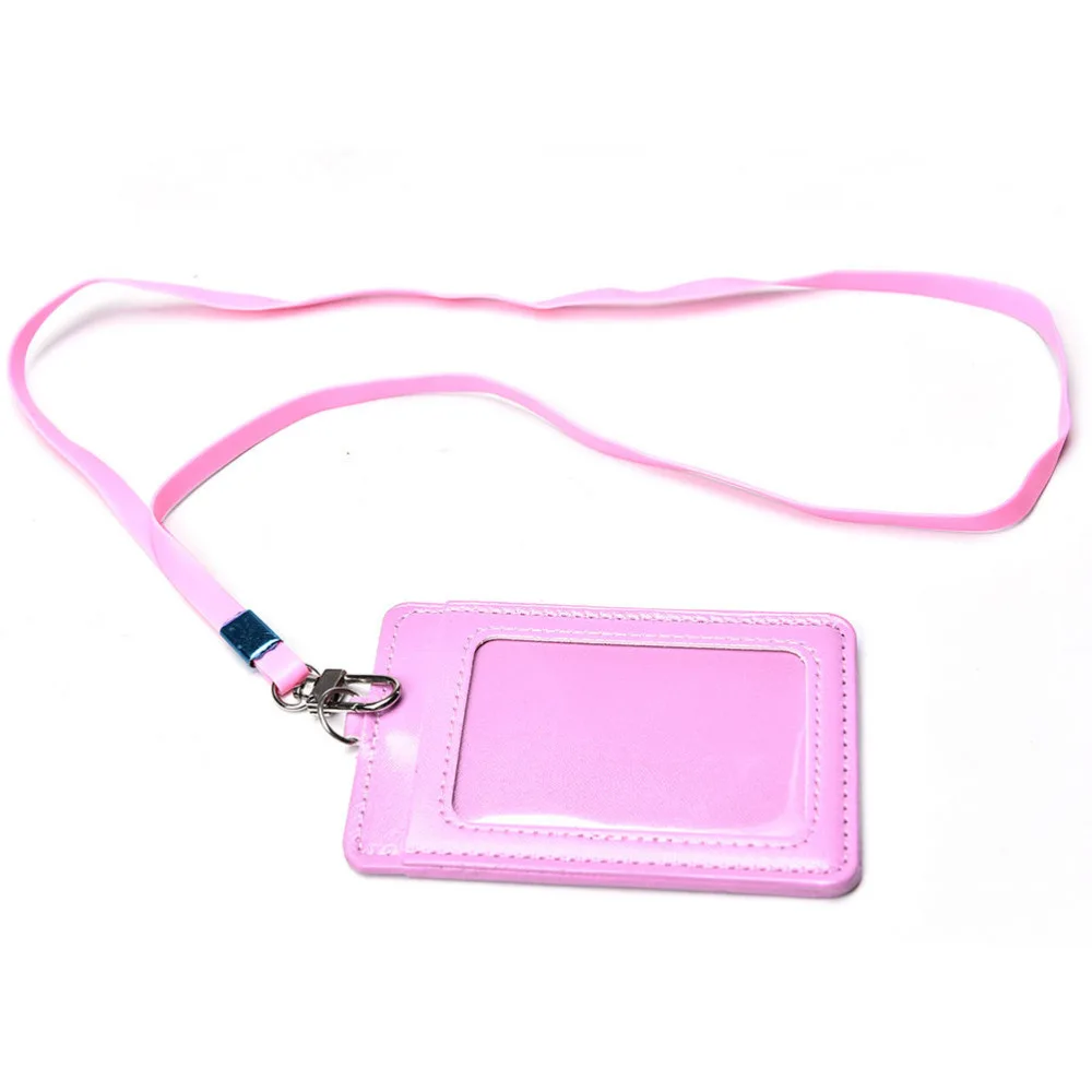 6 Color Practical Leather Id Holders Case PU Business Badge Card Holder