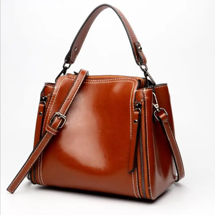 Simple style women's genuine leather handbag one shoulder small bag