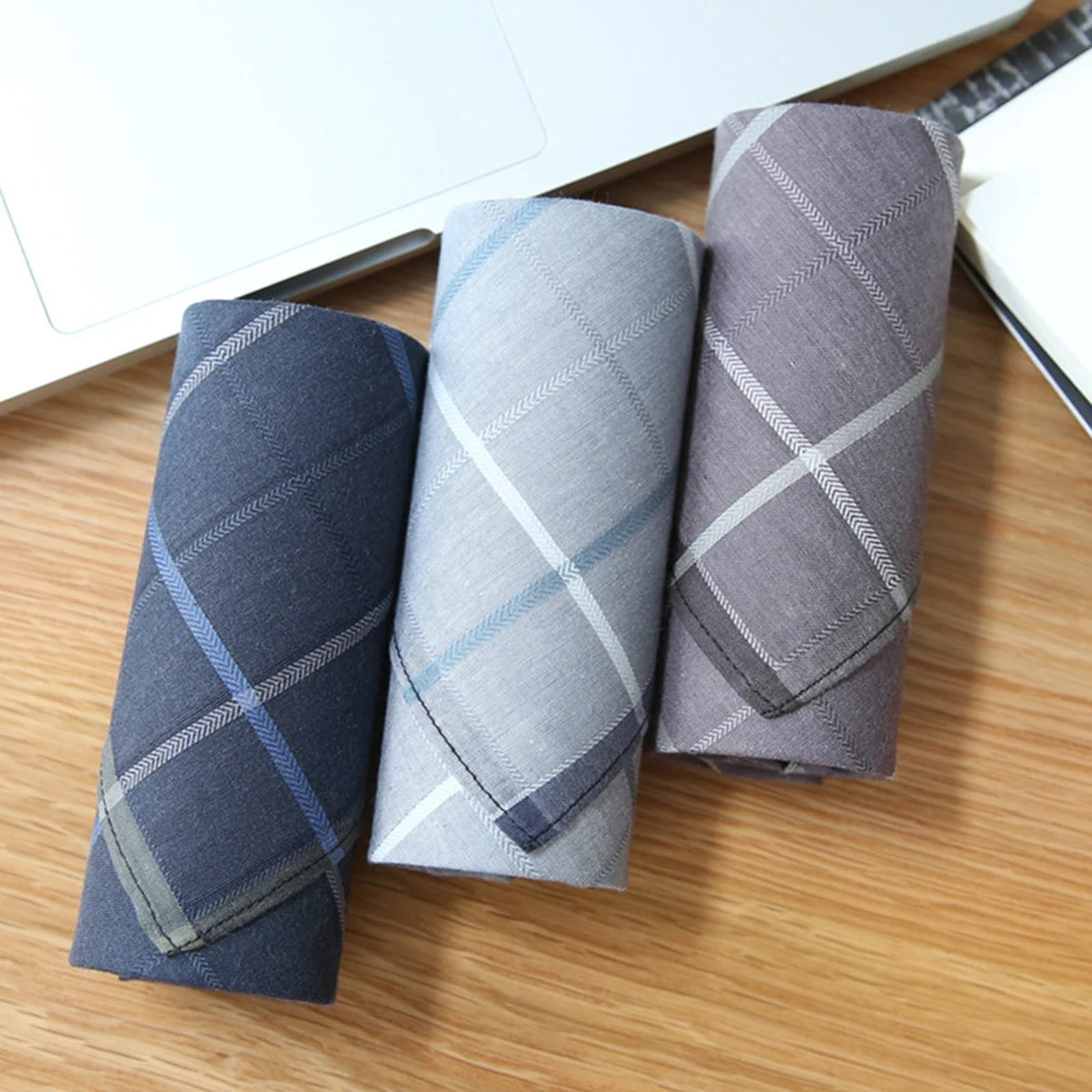 2 PCS Vintage Jacquard Plaid Handkerchief Men 100% Cotton Square Pocket Hanky Women Girls Lovely Kerchief Hankie Color Random