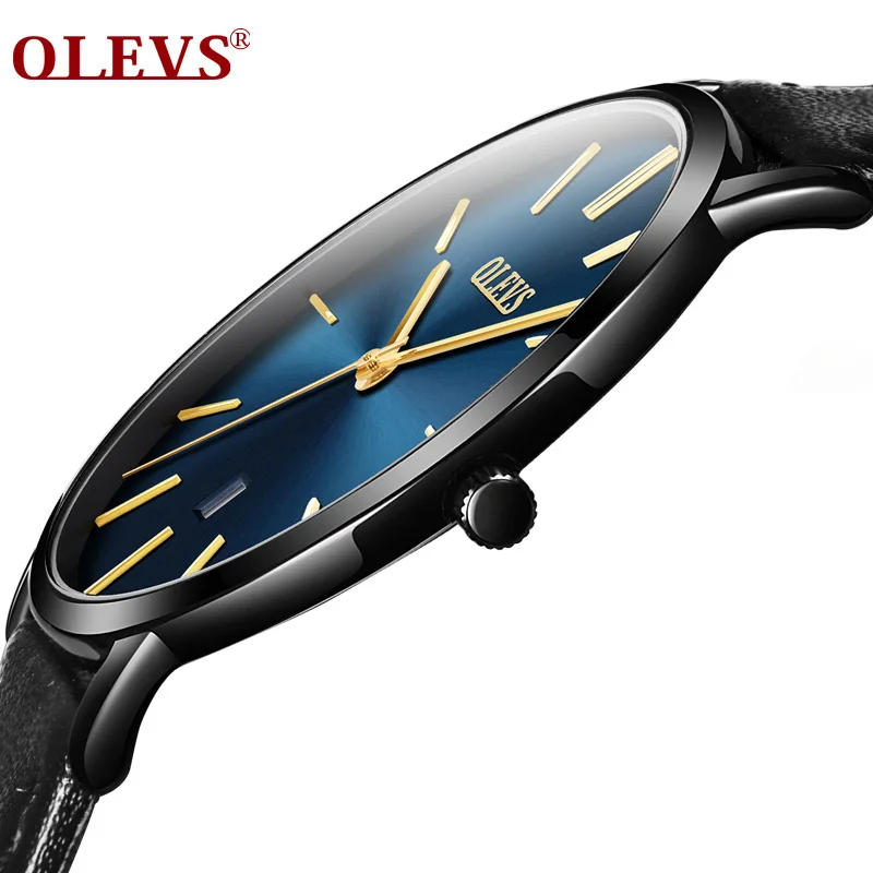 

OLEVS Mens Watches Top Brand Luxury Business Quartz Watch Auto Date Ultra thin Watches Waterproof Simple Leather Wristwatch 2018