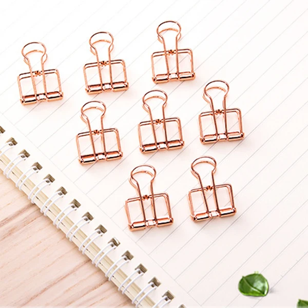 

rose gold hollowed out design binder clip for office school paper organizer stationery supply decorative metal clips