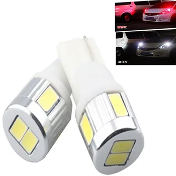 

Y 200X High Quality License Plate Lights W5W 5630 LED Bulb Reversing Lamps Clearance Lights 12V T10 6SMD 5730 White Blue Red G