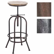 Барный табурет в стиле ретро промышленного вида | металлический табурет с твердым деревянным сиденьем | регулируемый по высоте стул | с подставкой для ног | бронза