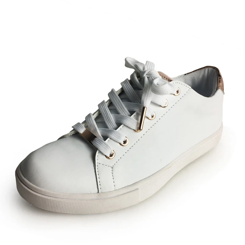 

Lowest Price Women White Sneakers Flat Shoes Size 36-41 Solid Color Girls Casual Lace-up Shoes Flats