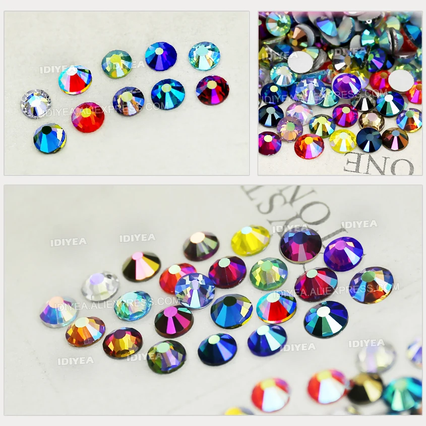 

Mix AB Colors all sizes SS3-SS30 3D Nail Art Rhinestones for DIY manicure Non hot fix crystals glitters strass stones on nails