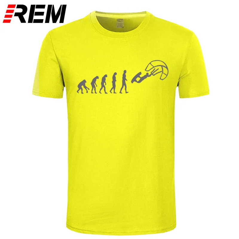 REM Funny Kitesurf Shirt-Kite Surfinger Evolution Kite Boarding, хлопок, футболка классная с принтом, облегающая футболка с буквенным принтом - Цвет: yellow gray