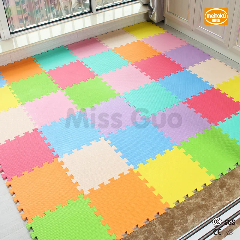 Meitoku baby EVA Foam Play Puzzle Mat/ 18 or 24/lot Interlocking Exercise Tiles Floor Mat for Kid,Each 30cmX30cm,1cmThick