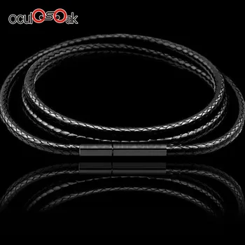 

Black Necklace Cord Leather Cord Wax Rope Chain With Stainless Steel Clasp For Men Women DIY Necklace Jewelry Making 3pcs/lots