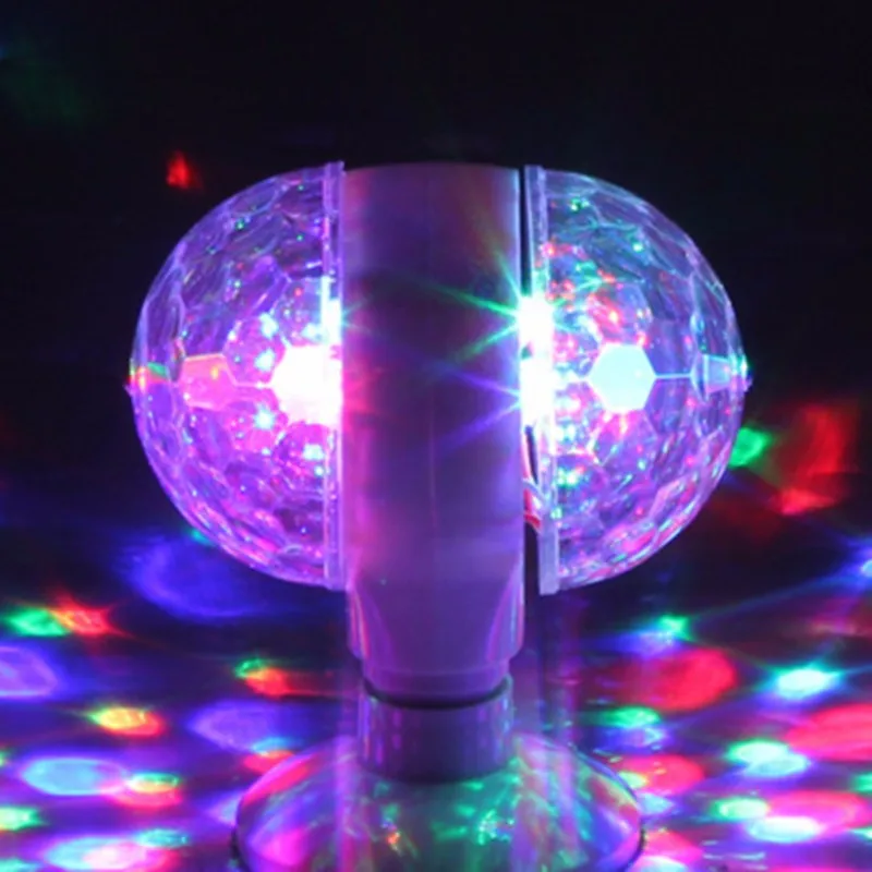 

Smuxi RGB LED Stage Light Bulb E27/B22 3W Rotating KTV Disco Party Lamp Double Headed LED Ball Stage Lighting Effect AC85-265V