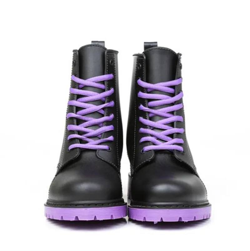 New Arrivals Women Lace-up Martin Rain Boots Short Ankle Motorcycle Rainboots Matte Colors Waterproof Water Shoes Wellies #ZJ176 Women's Shoes