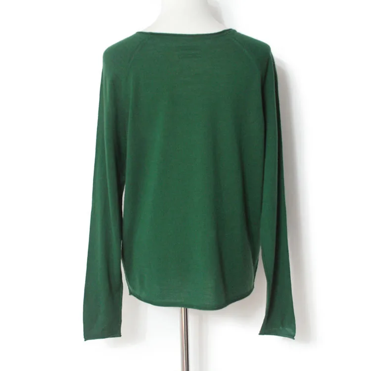 yuninyoyo  100% Pure Wool Long Sleeve Knitted top wutumn spring winter high-quality woman thin Sweater  various  pure colour