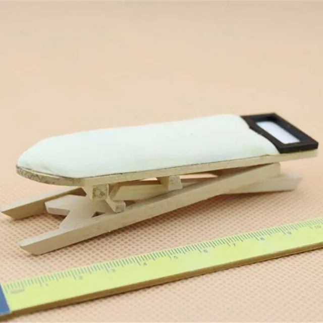 1:12 Doll House Mini Craft White Wood Ironing Board Scene Accessories Dollhouse Miniature Furniture Toy Iron or Ironing Board 5