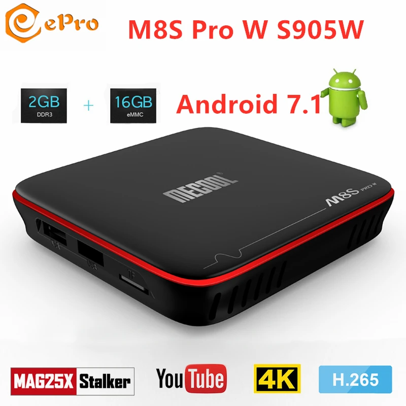

Mecool M8S Pro W Android 7.1 TV Box 2.4GHz WiFi M8S Pro W S905W 2GB 16GB 4K H.265 Smart TV Box Android Mecool M8S Pro W TV Box