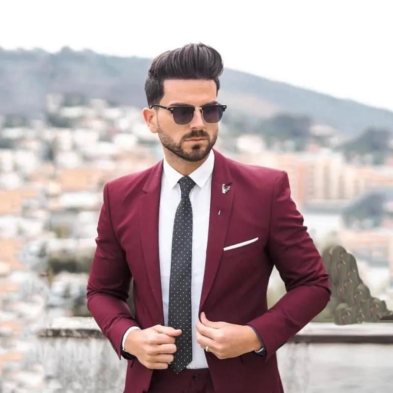 

Burgundy Business Men Suits for Wedding Suits Casual Man Jacket Groom Tuxedos Best Man Blazer 2Piece Slim Fit Costume Homme