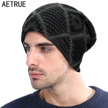 AETRUE Skullies Beanies вязаная шапка для мужчин и женщин зимние шапки для мужчин модные мужские теплые мешковатые толстые шотландская шапочка с защитой Лыжная шапочка в клетку шапка