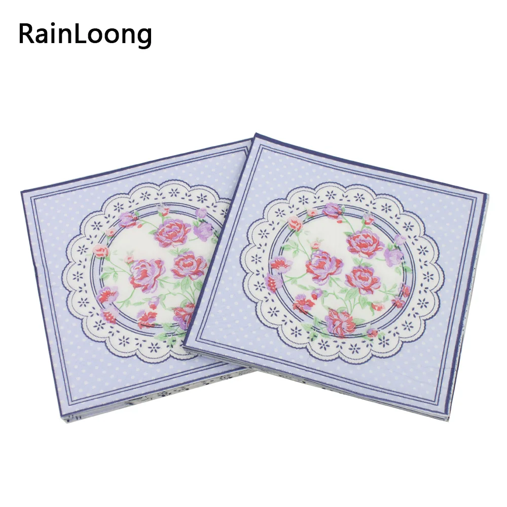 

[RainLoong] Beverage Lilac Paper Napkins Flower Event & Party Tissue Napkins Decoration Serviettes 33cm*33cm 20pcs/pack/lot