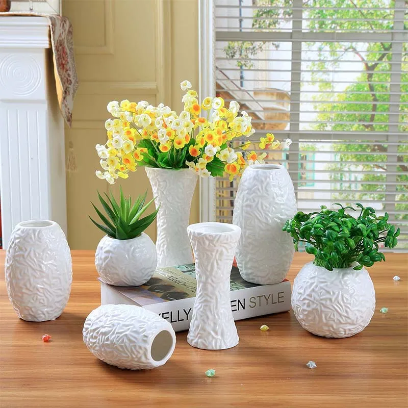Small white ceramic vase ornaments home decor living room European