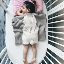 Новое зимнее детское трикотажное одеяло с рисунком кролика для маленьких мальчиков и девочек от 0 до 12 месяцев, детское шерстяное одеяло