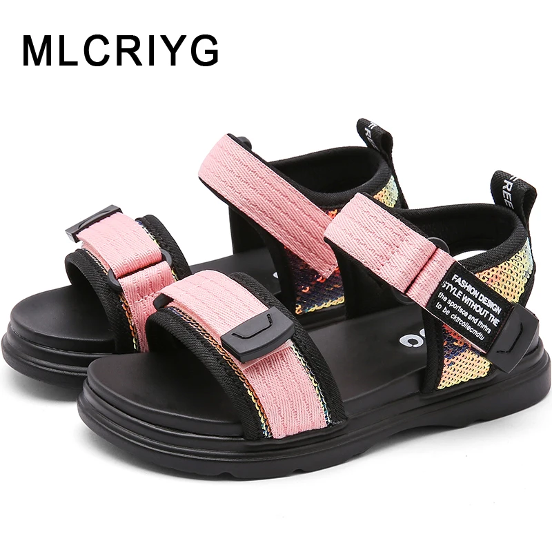 

New 2019 Summer Kids Princess Sandals Baby Girls Beach Sandals Children Glitter Sandals Boys Sequin Fashion Shoes Brand Sandals