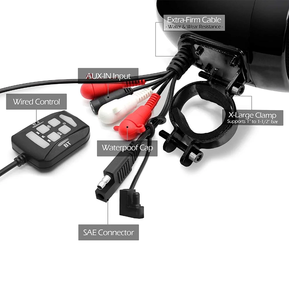 MotoQueen SPK400A 4 канала 5 дюйма мотоцикл bluetooth динамики 1200 W усилитель стерео аудио