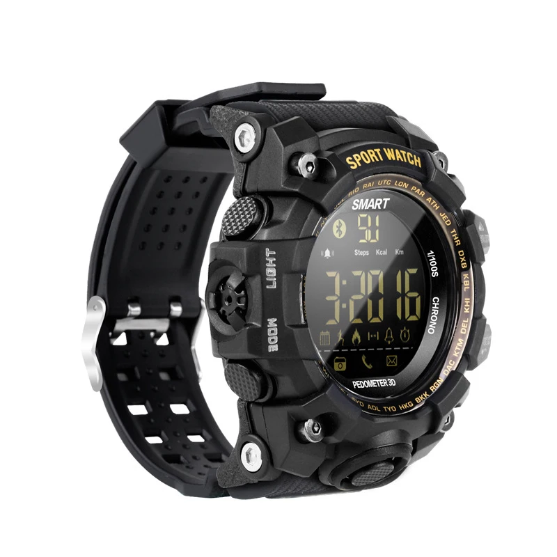 

Fashion Bluetooth Clock EX16 Smart Watch Notification Remote Control Pedometer Sport Watch IP67 Waterproof Men's Wristwatch