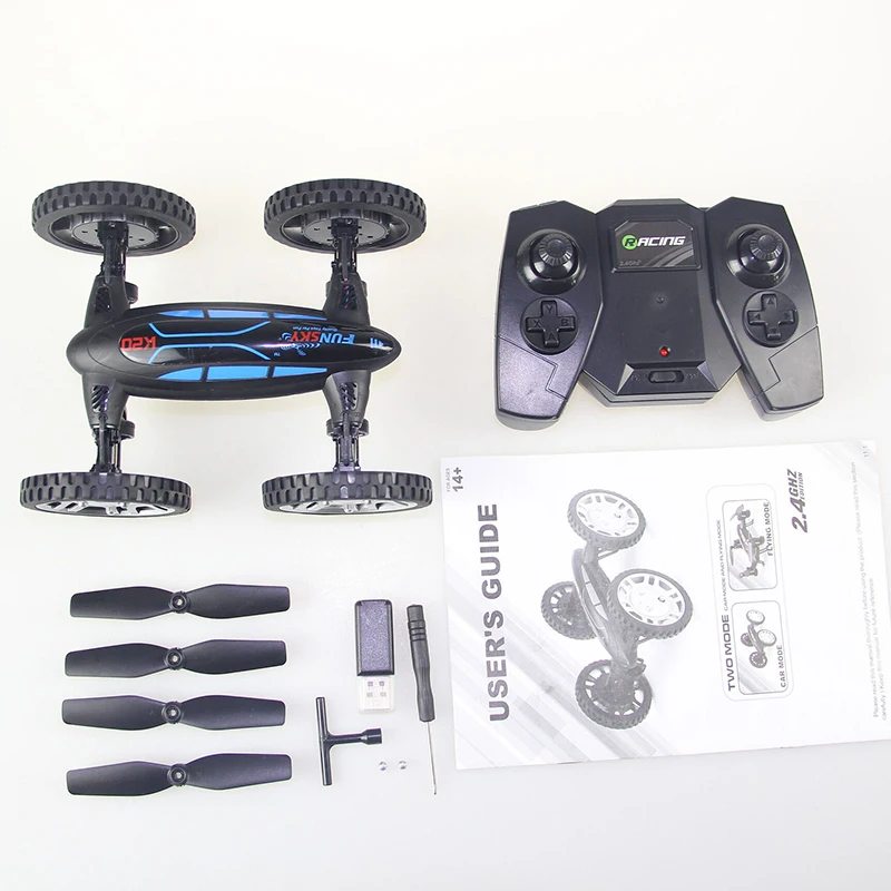 

New Version Drone Air-Land Dual Mode Flying Car conversion RC Quadcopter with WIFI 2.4G 4CH 6-Axis Speed Switch Car/Helicopters