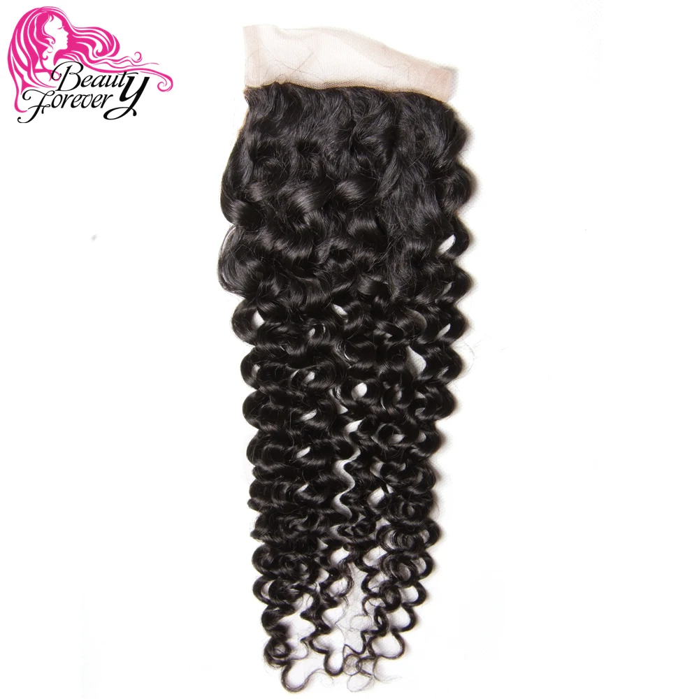 

Beauty Forever Peruvian Curly Lace Closure Hair Remy Human Hair 4*4 Middle Part Closure 120% Density Natural Color