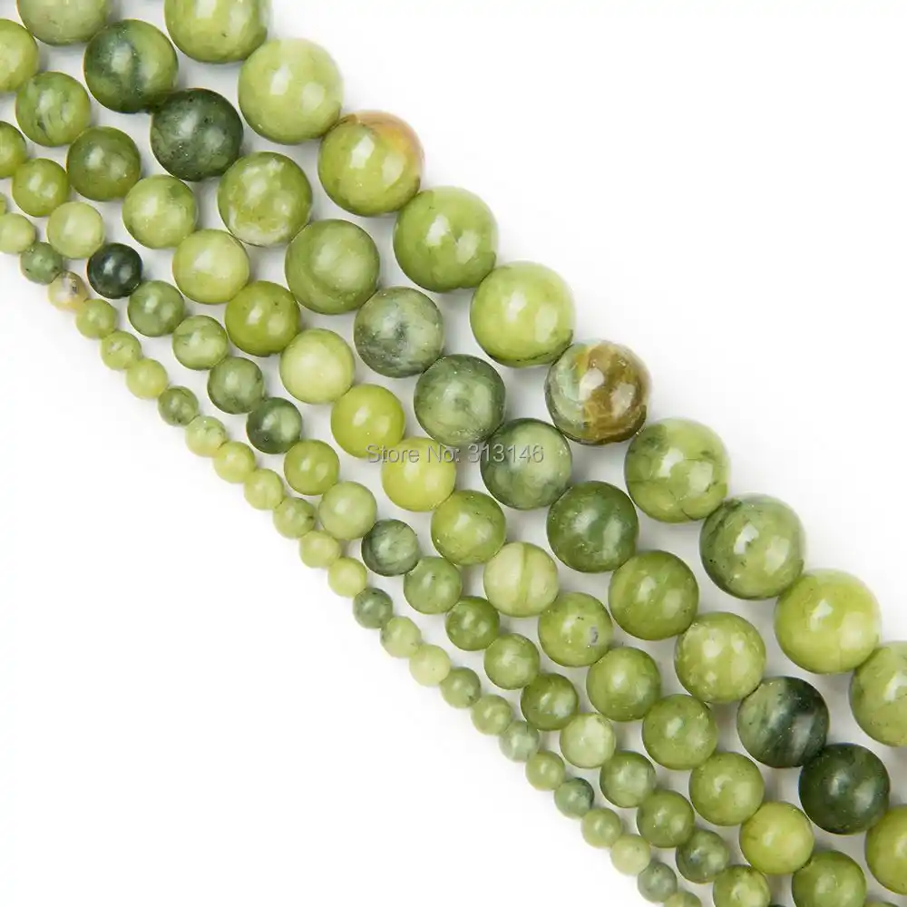 about 38 per strand Olive Serpentine Olive Jade Gemstone Beads Full strand of AAA Grade beads 10mm round beads on 15 inch strand