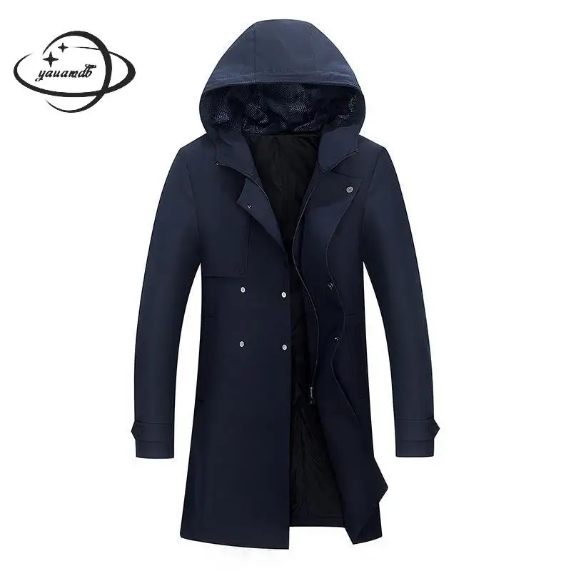 YAUAMDB men trench coat 2018 spring autumn size M 4XL male hooded