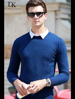 

Dusen Klein Men Casual O-Neck Pullover Slim Fit Long Sleeve Shirt Men's Sweaters Knitwear Cashmere Wool Pull Homme 68182